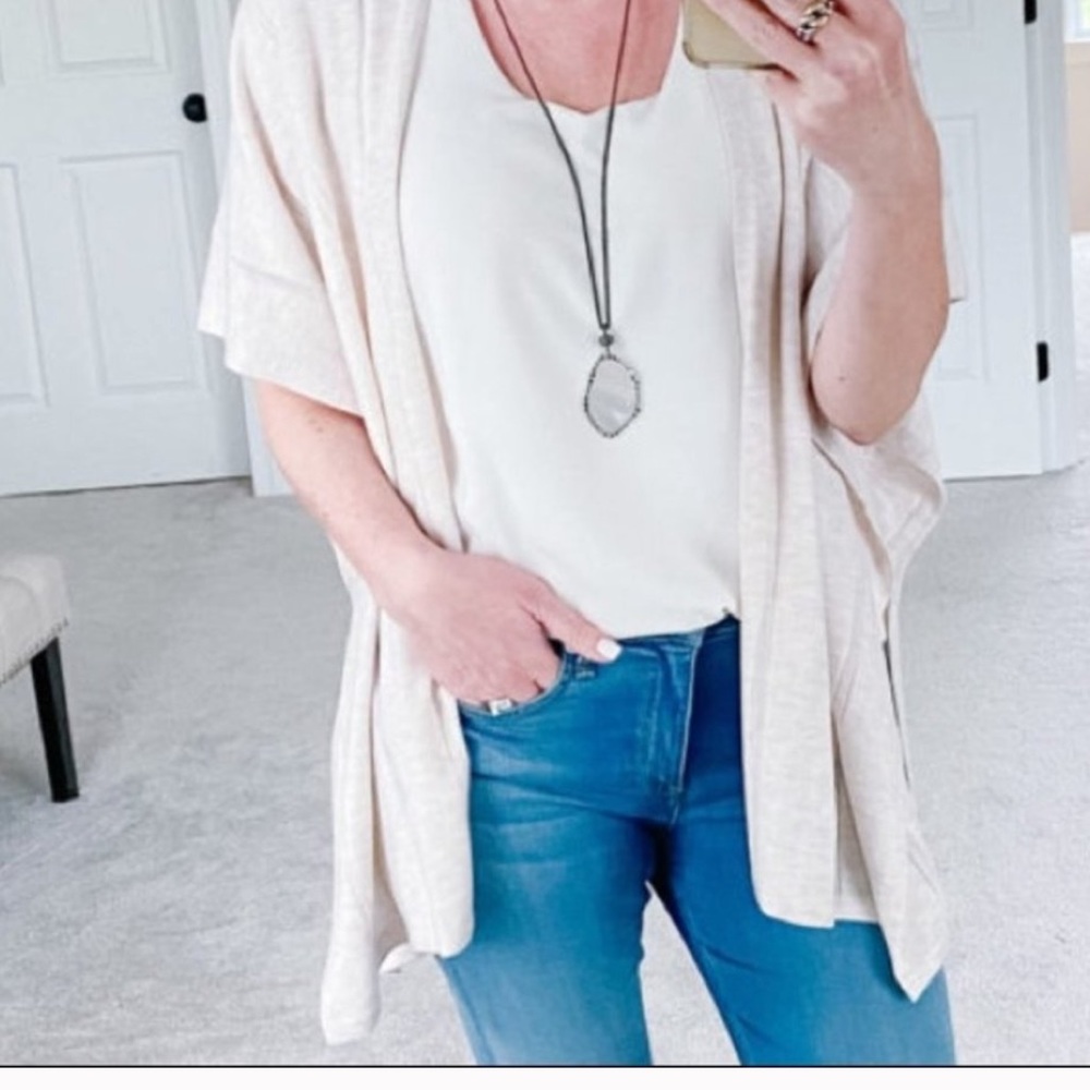 Light Cream Open-Front Women’s Sweater Cardigan